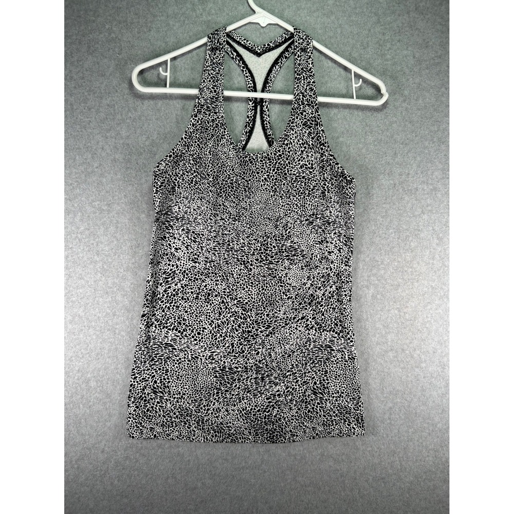 Light wear Lululemon Black White Animal Print Racerback Active Tank Top SKU 0989